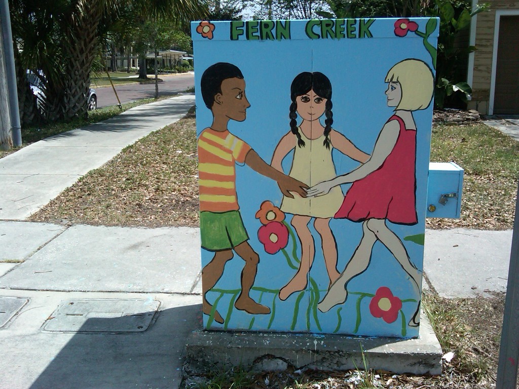 Artist: Ferncreek Elementary Students and art teacher, Mary Beth Perkins Location: Oregon Street & Ferncreek Avenue